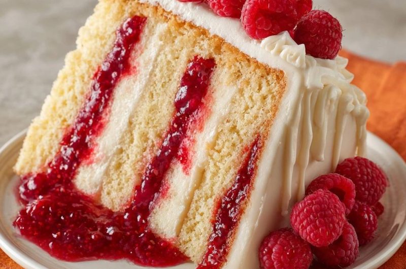 Raspberry Filled White Cake
