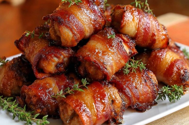 Thyme-Glazed Bacon-Wrapped Chicken Bites