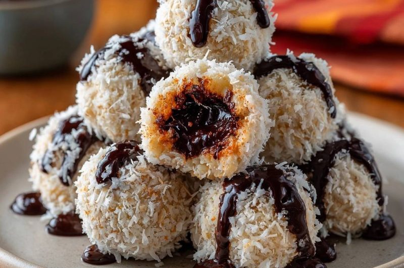 Toasted Coconut Chocolate Lava Balls