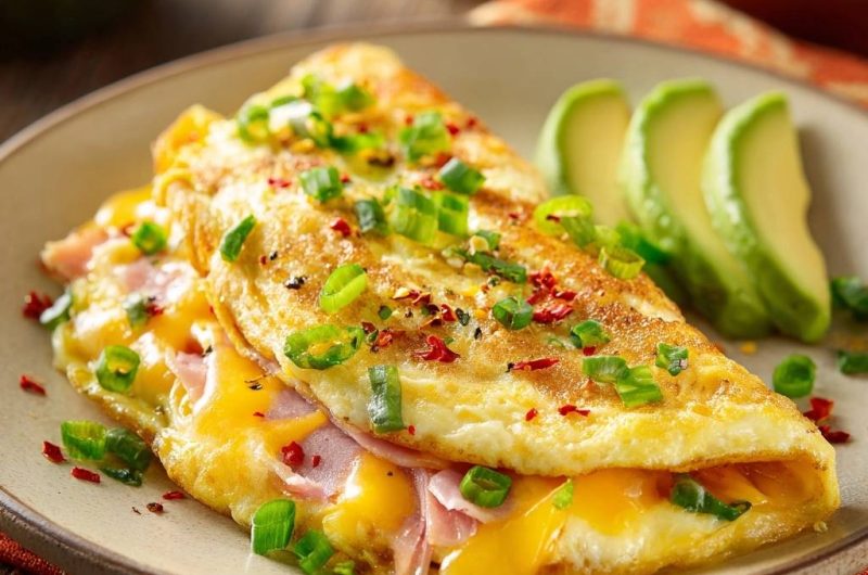 Ham Cheese Green Onion Omelette