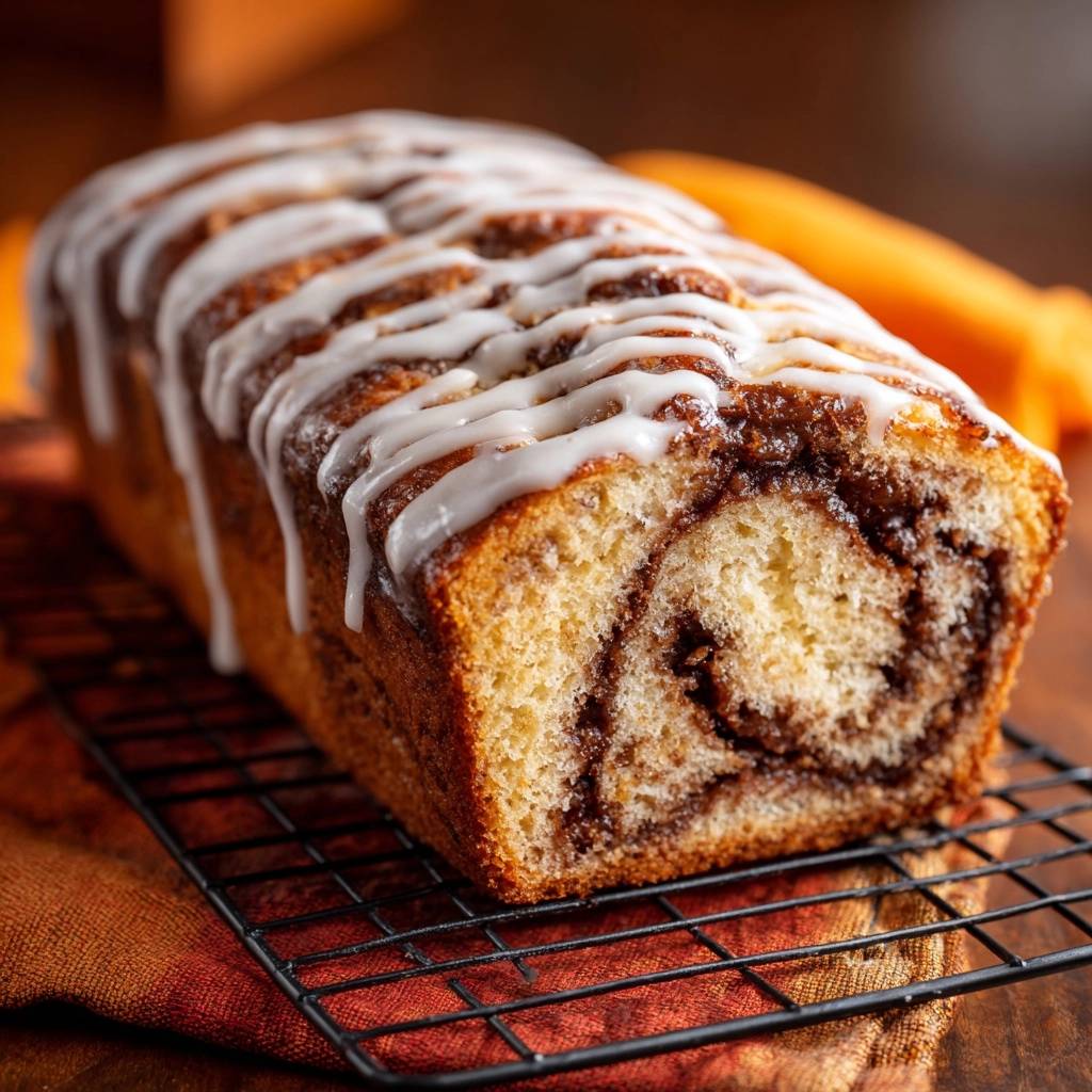 Pumpkin Cinnamon Swirl Bread with a detailed cross-section showing the cinnamon swirls inside.