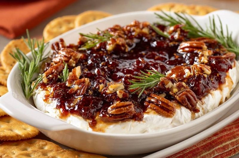 Baked Brie with Fig Jam, Pecans & Rosemary