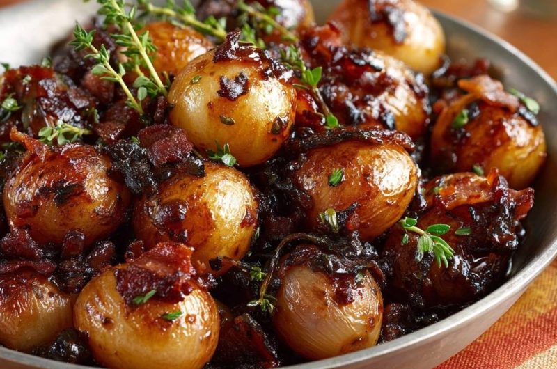Balsamic Glazed Pearl Onions with Bacon
