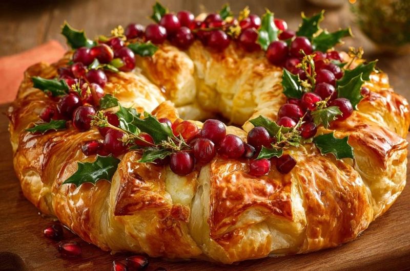 Cranberry Brie Puff Pastry Wreath