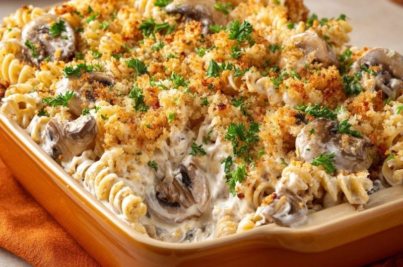 Creamy Mushroom Rotini Bake