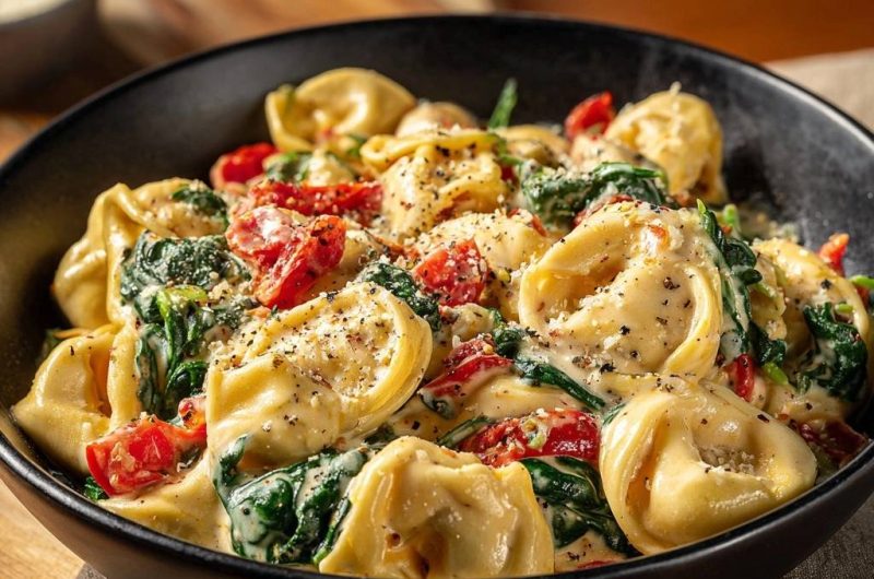 Creamy Spinach Tomato Ravioli