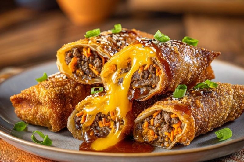 Crispy Beef and Cheese Egg Rolls