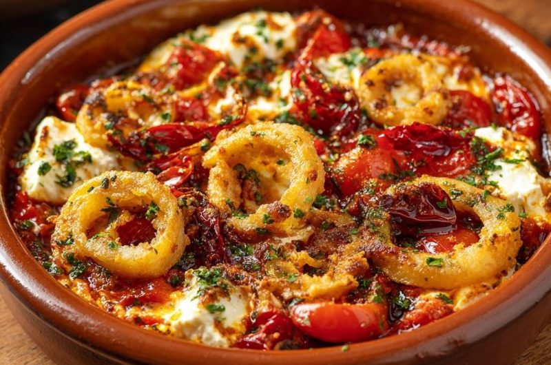 Crispy Calamari Feta Bake
