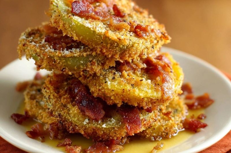 Crispy Fried Green Tomatoes with Bacon and Honey