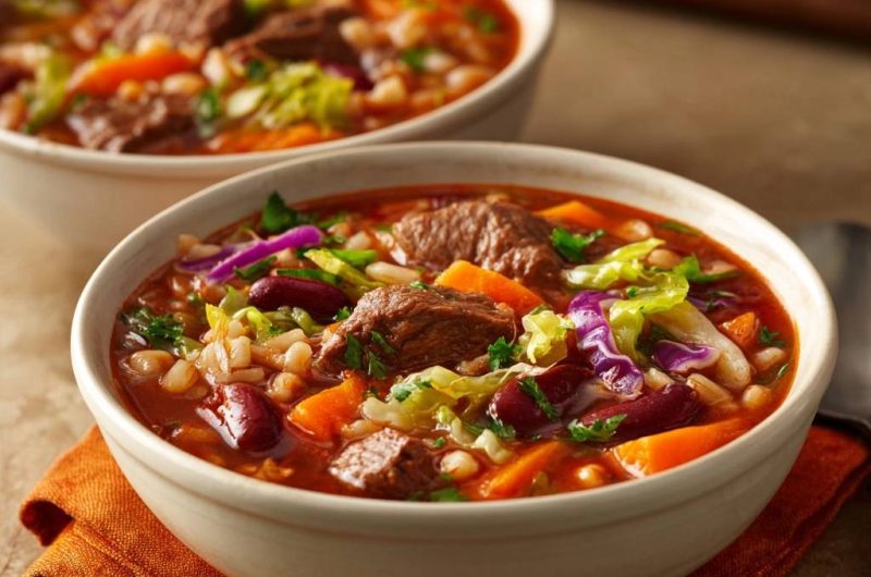 Hearty Beef Bean Barley Soup