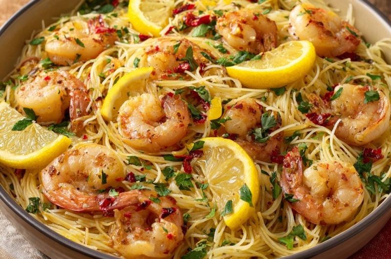 Lemony Shrimp Angel Hair Pasta