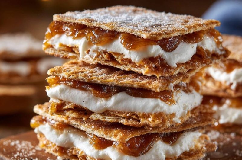 Caramel Cream Puff Pastry Squares