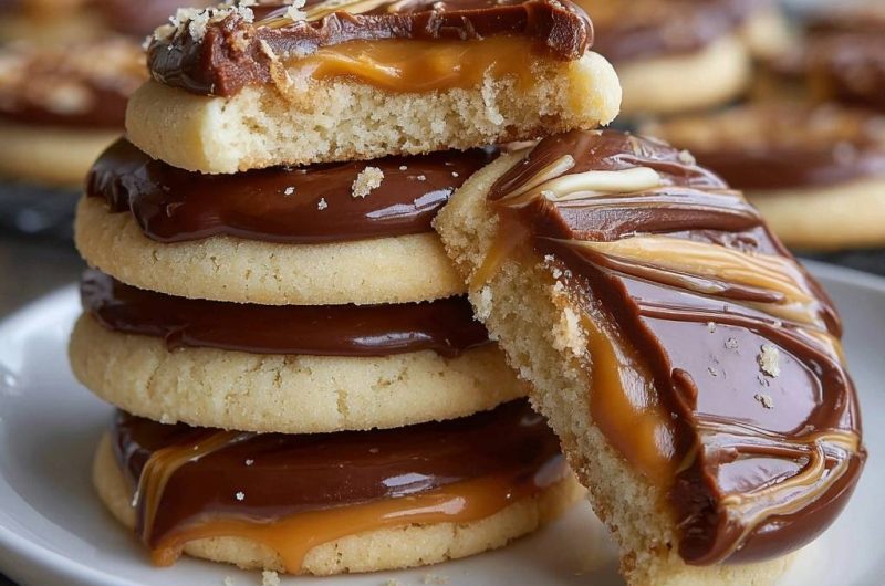 Chocolate Caramel Shortbread Cookies