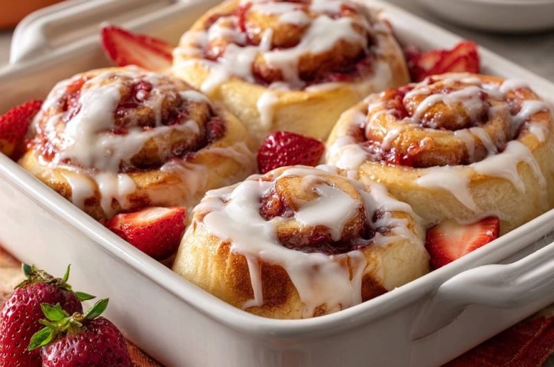 Glazed Strawberry Sweet Rolls