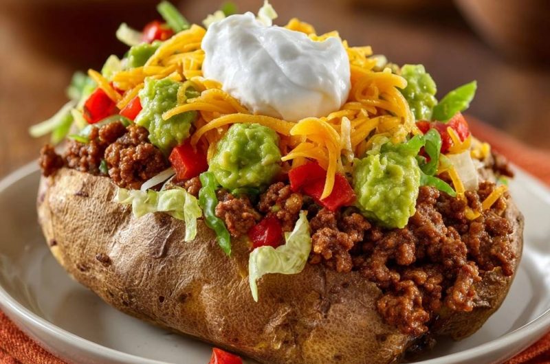 Loaded Taco Stuffed Baked Potatoes
