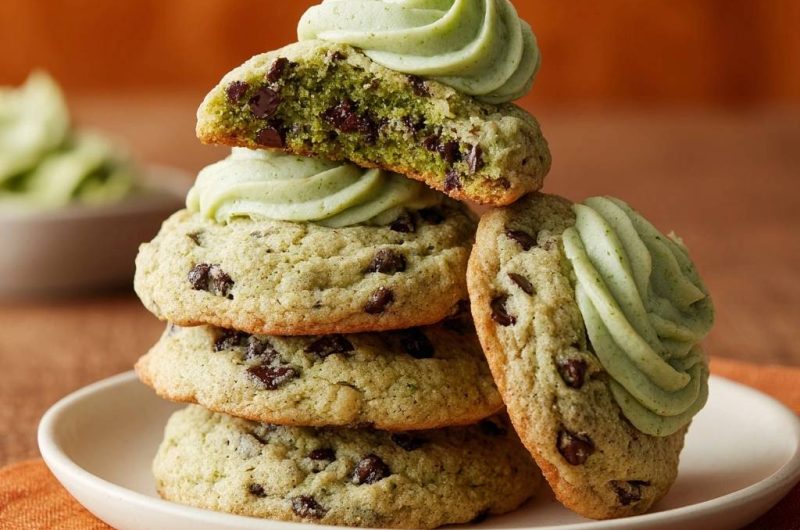 Matcha Chocolate Chip Frosted Cookies