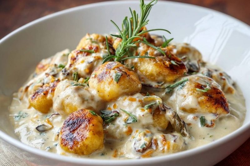 Pan-Seared Gnocchi in Creamy Herb Sauce