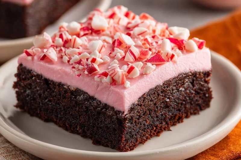 Peppermint Pink Frosting Brownies