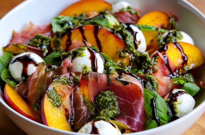 Peach Prosciutto Burrata Salad