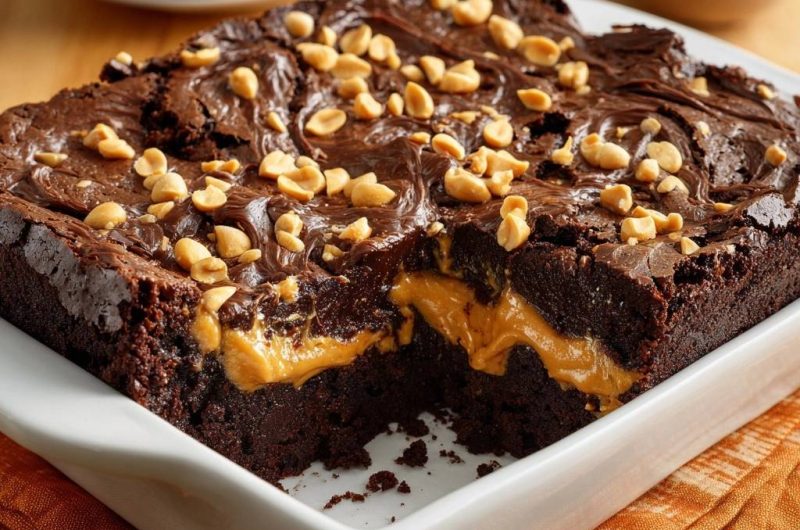 Peanut Butter Stuffed Fudgy Brownies