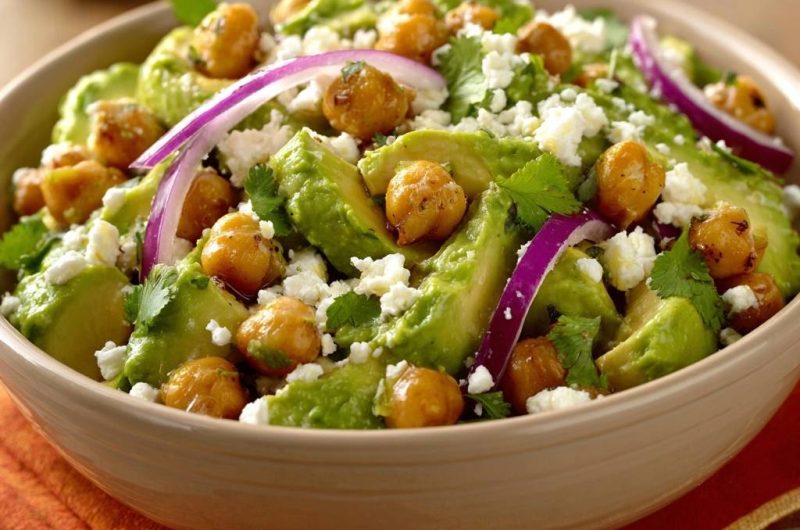 Roasted Chickpea Avocado Feta Salad