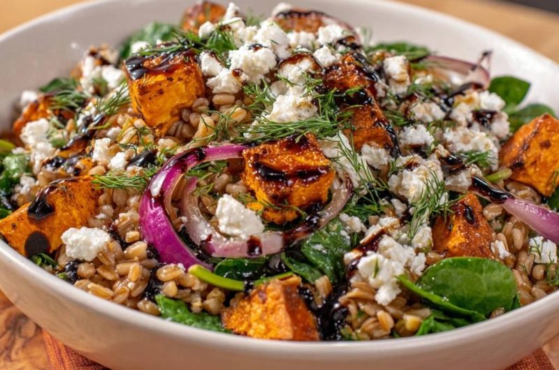 Roasted Sweet Potato Farro Salad