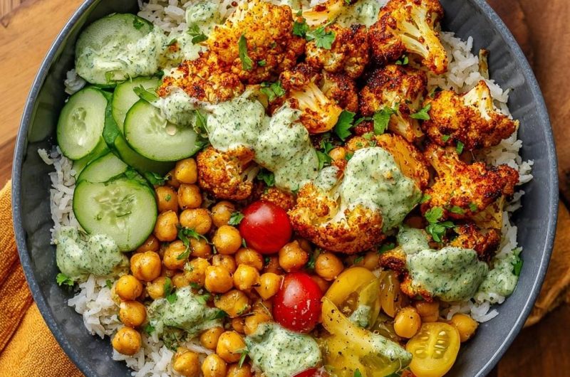 Spiced Cauliflower Chickpea Rice Bowl
