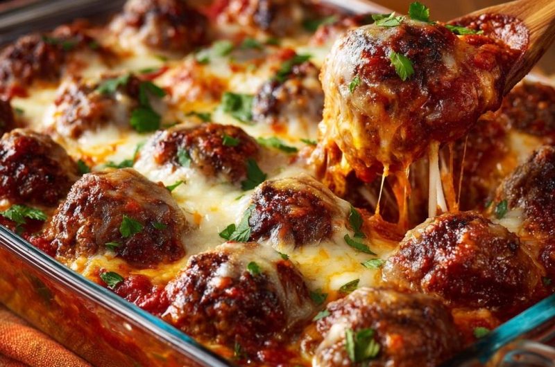 Cheesy Baked Meatball Casserole