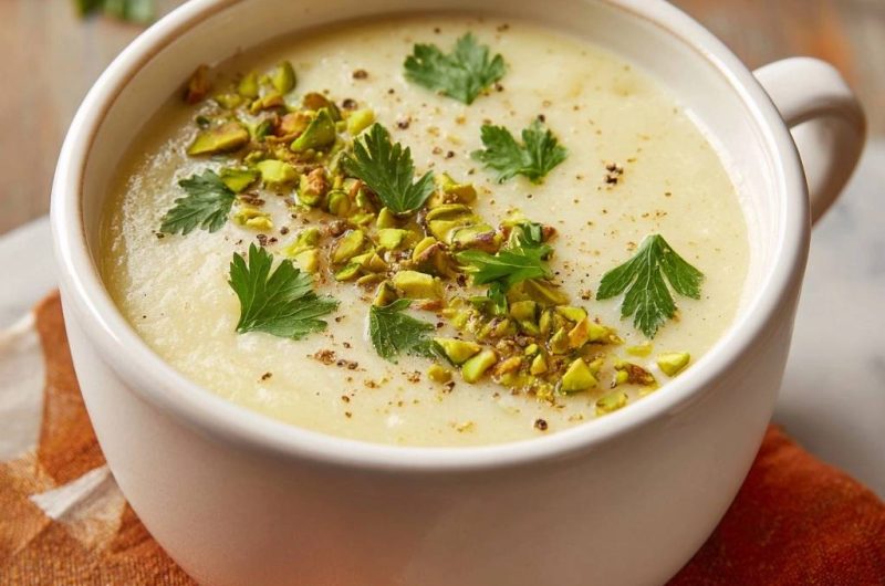 Velvety Pistachio Potato Soup