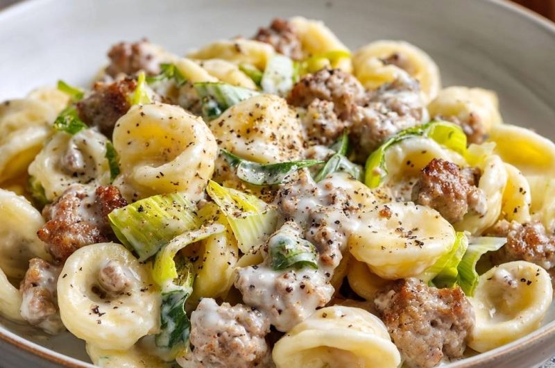Leek and Sausage Orecchiette