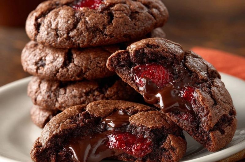 Molten Raspberry Chocolate Cookies