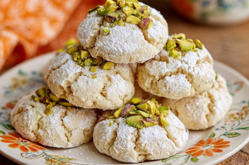 Crinkle Pistachio Shortbread Cookies