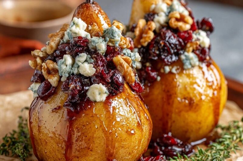 Honey Roasted Pears with Gorgonzola and Walnuts