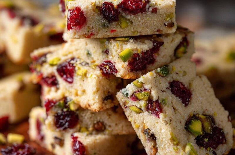 Cranberry Pistachio Shortbread Bars