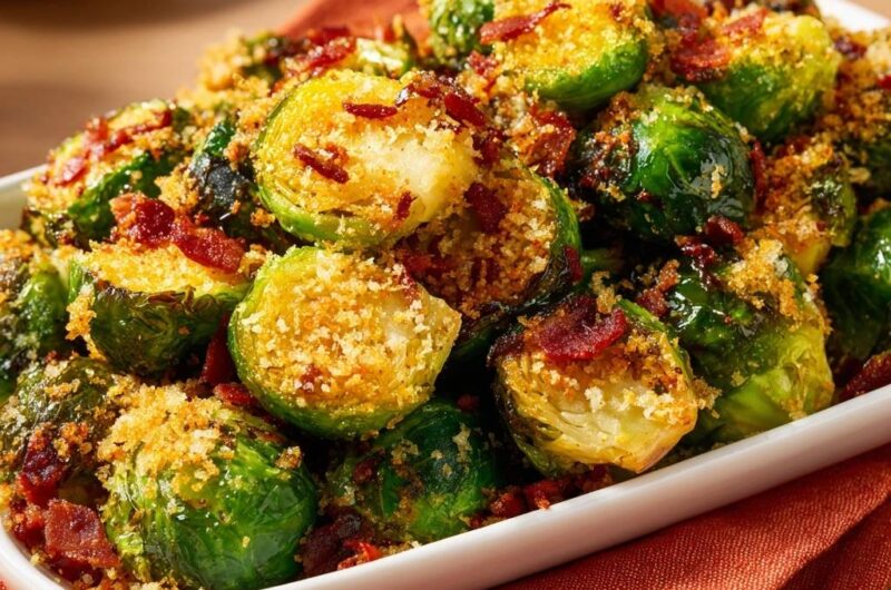 Crispy Garlic Parmesan Brussels Sprouts