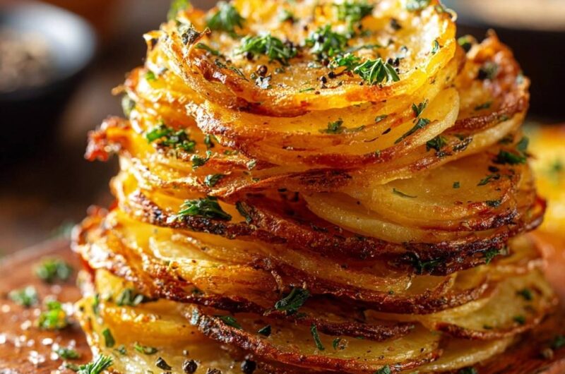 Crispy Garlic Potato Stacks