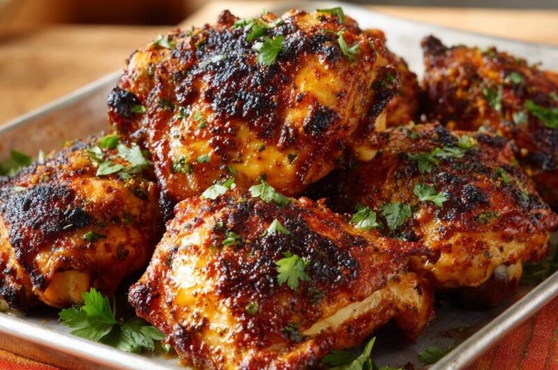 Crispy Roasted Garlic Herb Chicken Thighs