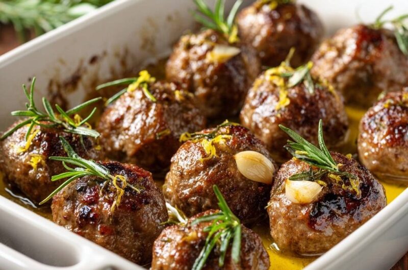 Garlic and Rosemary Roasted Meatballs