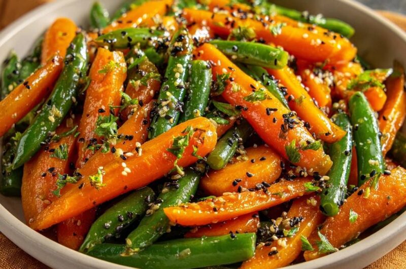 Honey Glazed Sesame Carrots and Green Beans