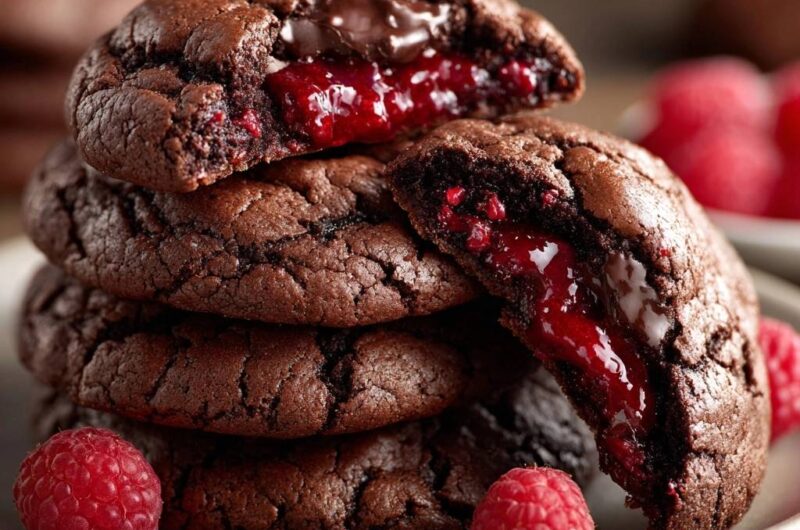 Molten Raspberry Chocolate Lava Cookies