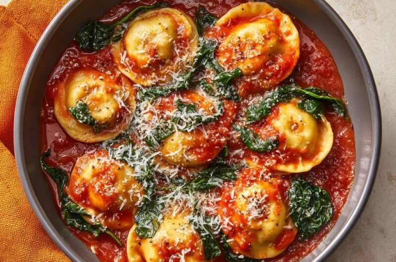 Spinach and Cheese Ravioli Marinara