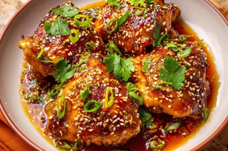 Sticky Sesame Glazed Chicken Thighs