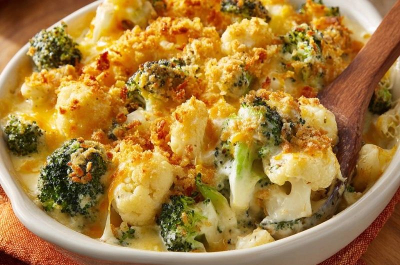 Cheesy Broccoli Cauliflower Bake