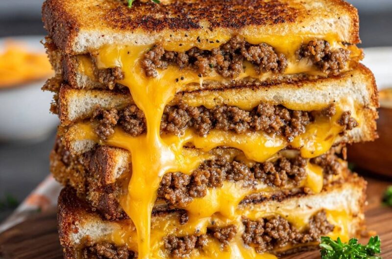Loaded Ground Beef Grilled Cheese