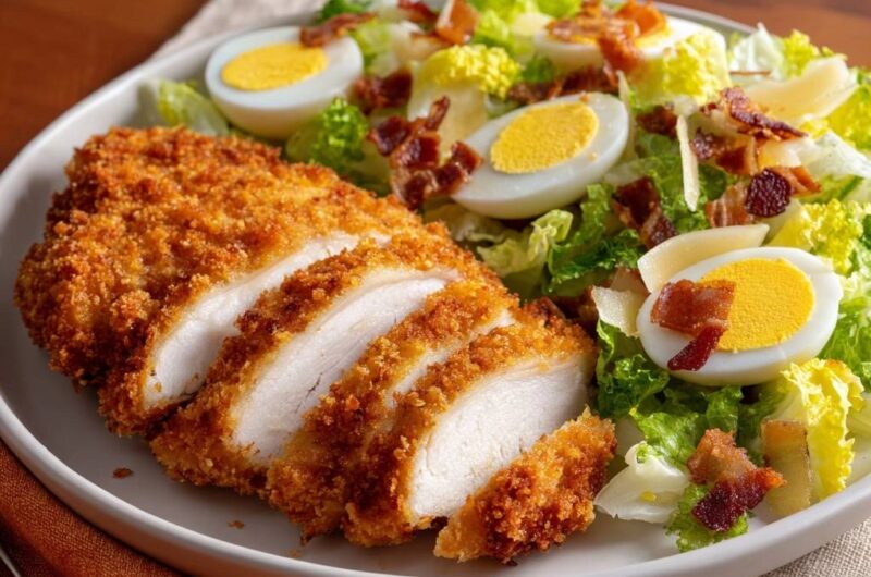 Crispy Breaded Chicken Caesar Salad