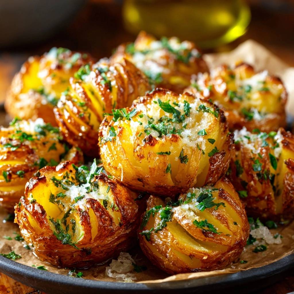 Crispy Hasselback Potatoes With Garlic Parmesan Crispy Hasselback Potatoes With Garlic Parmesan