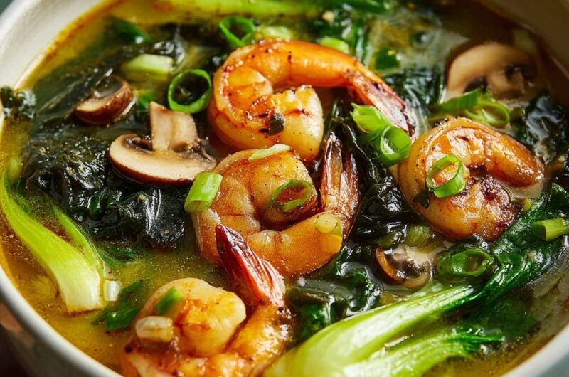 Spicy Garlic Shrimp Bok Choy Soup