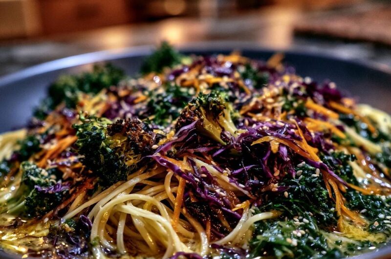 Rainbow Vegetable Sesame Noodles
