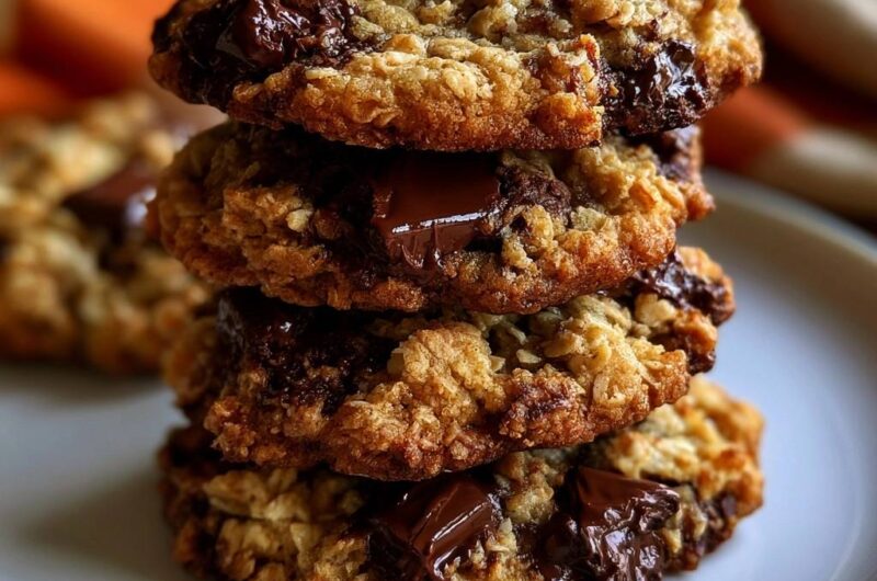 Thick Chocolate Chunk Oatmeal Cookies