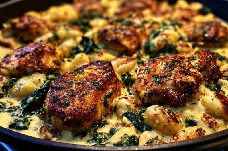 Creamy Garlic Chicken and Gnocchi Skillet